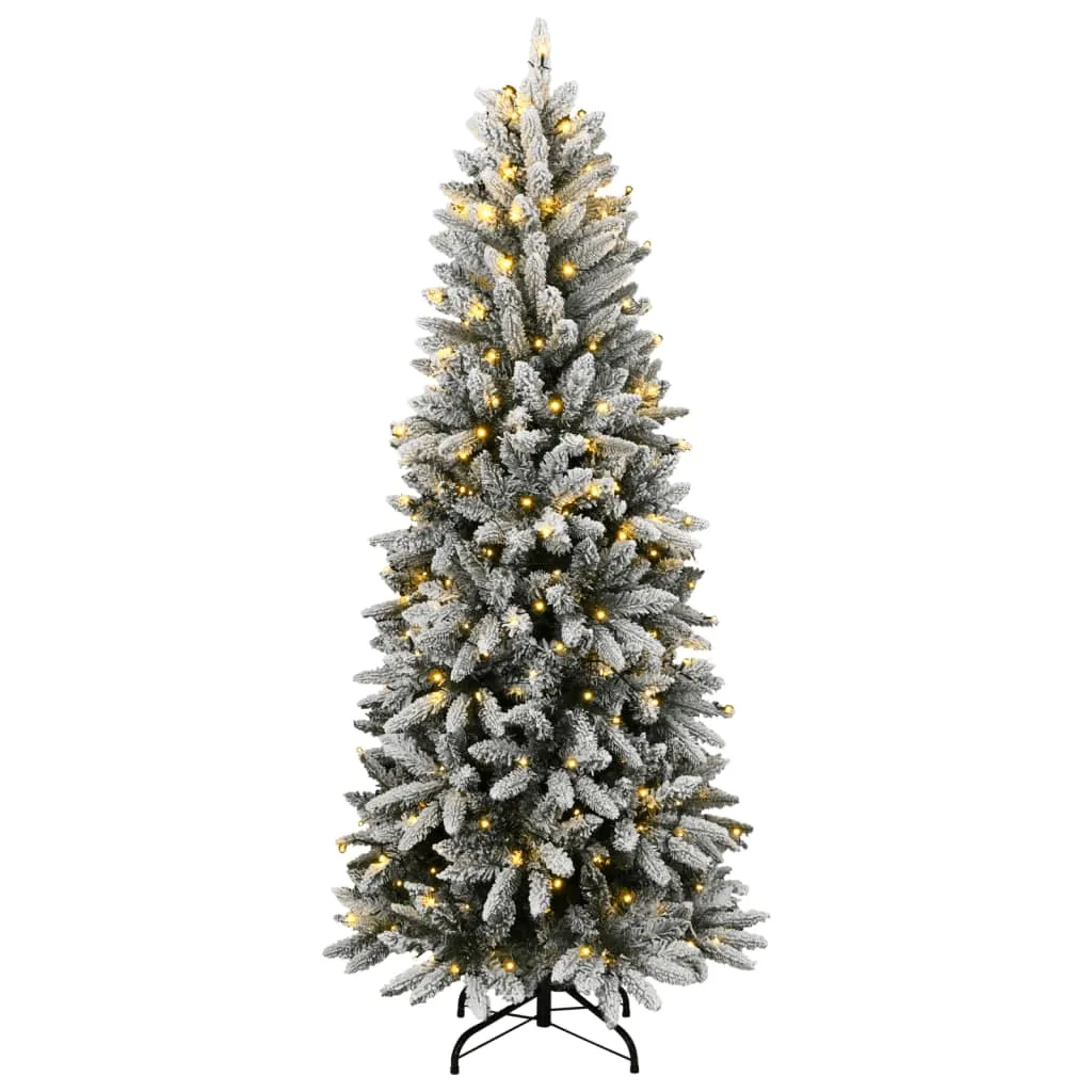 vidaXL Artificial Christmas Tree 300 LEDs and Flocked Snow 210 cm