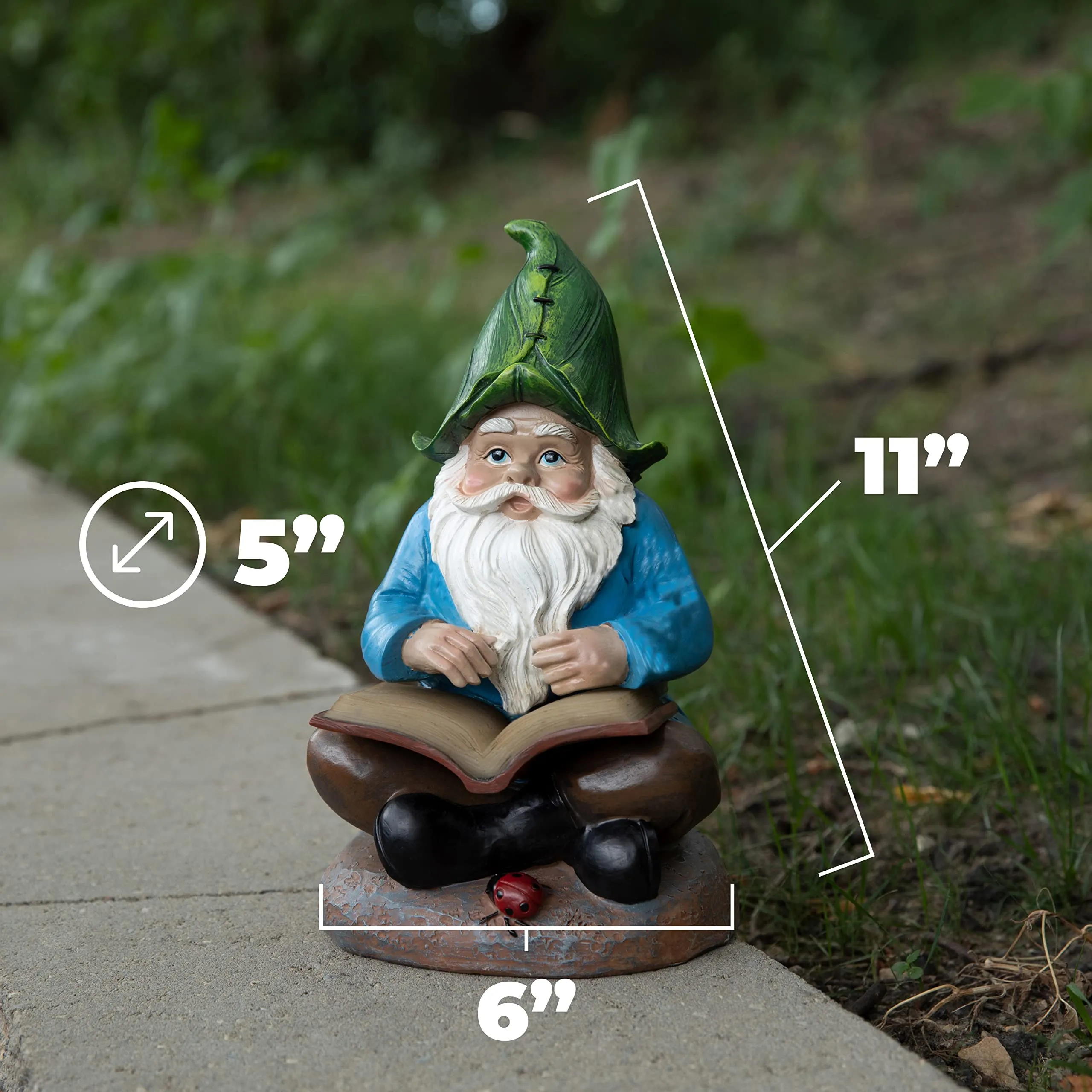 Vp Home Scholarly Gnome Solar Powered Led Outdoor Decor Garden Light