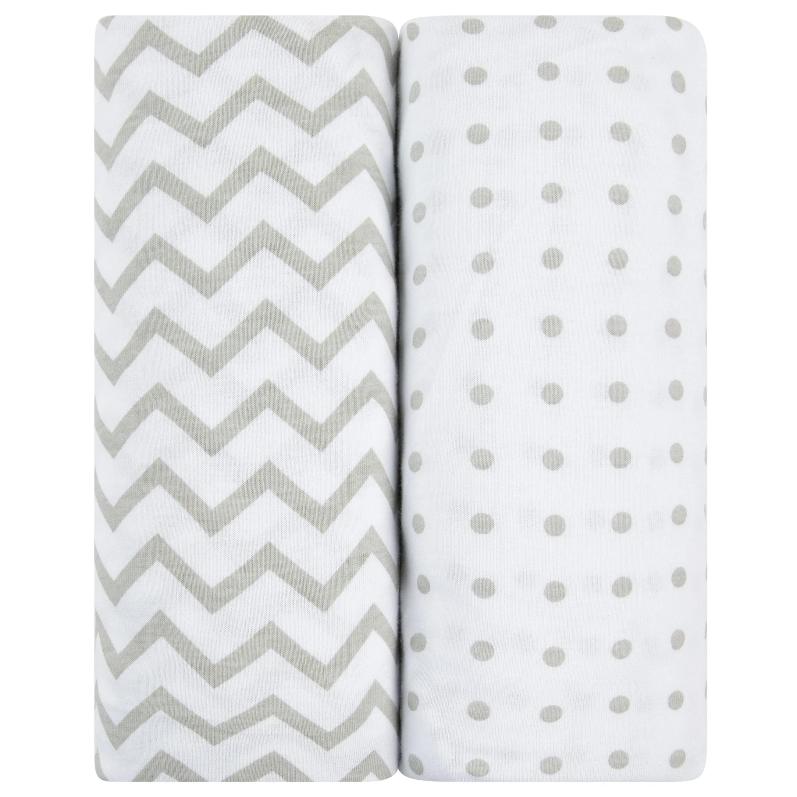 Waterproof Crib Sheet Set - Grey Chevron & Polka Dot