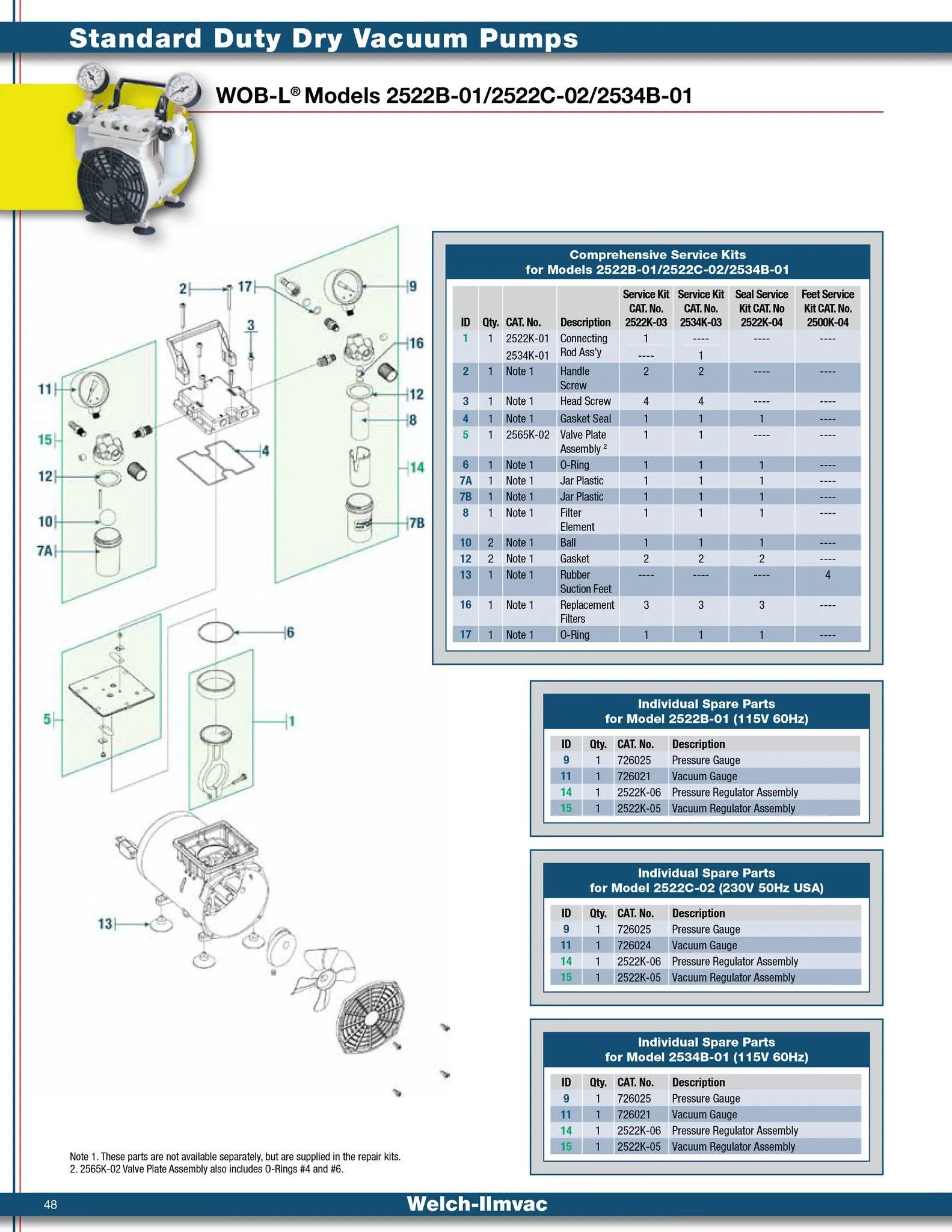 Welch 2522K-03 SERVICE KIT, for 2522 Vacuum Pump