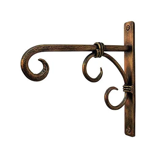 Wood Art Store Golden Antique Wall Bracket for Bird Feeders & Houses Planters Lanterns Wind Chimes Hanging Baskets Ornaments String Lights,