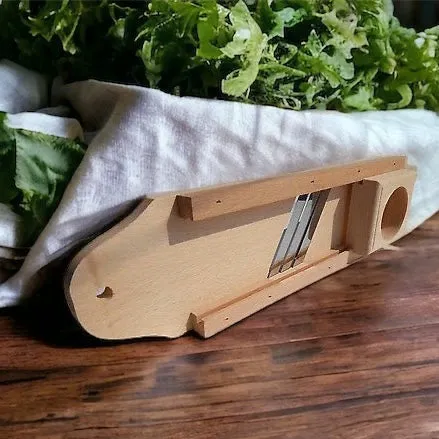 Wooden Vegetable Mandoline Slicer Cutter Triple Blade Shredder 12 inches 30cm