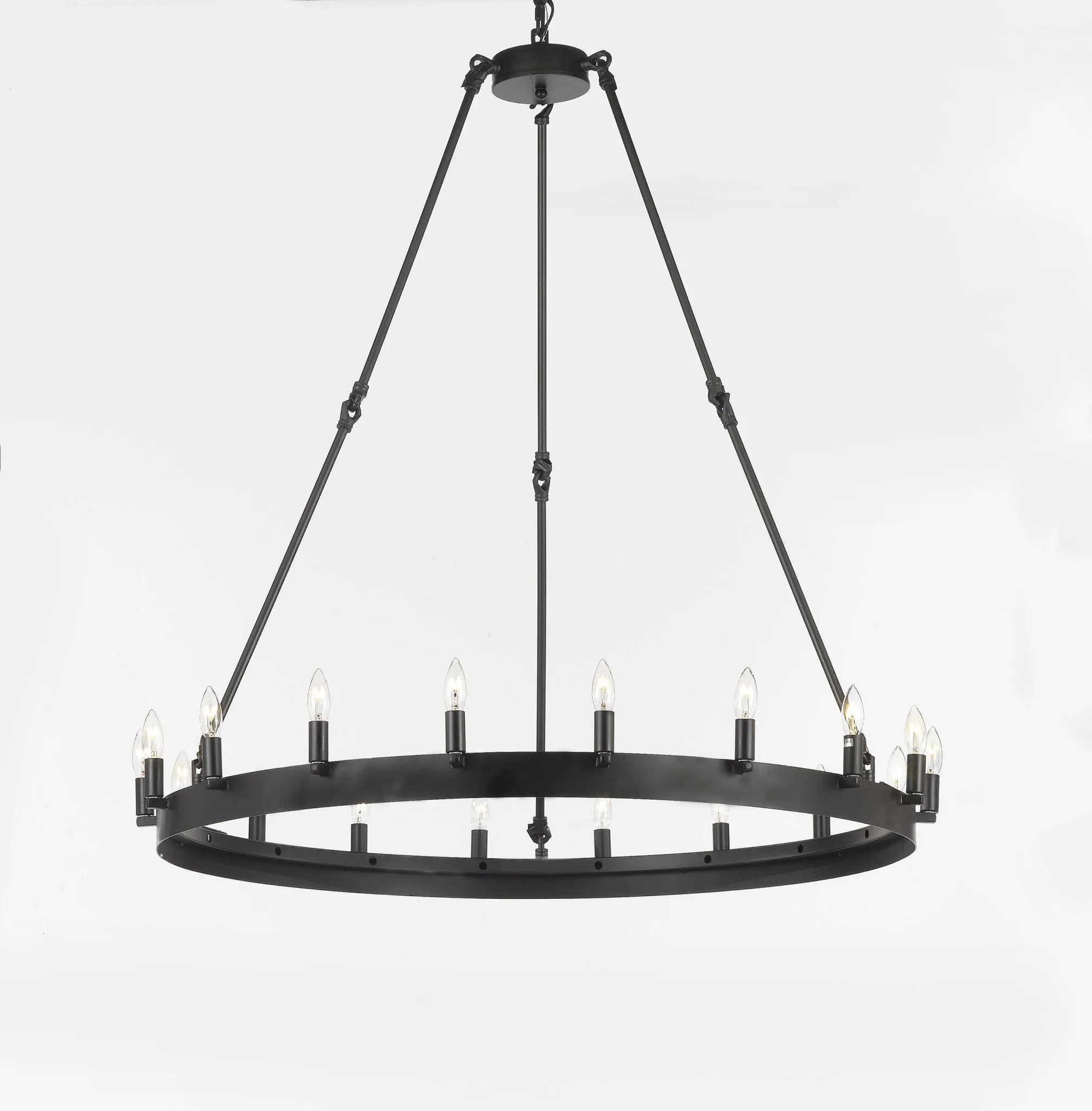 Wrought Iron Vintage Barn Metal Castile One Tier Chandelier Chandeliers Industrial Loft Rustic Lighting W 38" H 40" - G7-3428/18