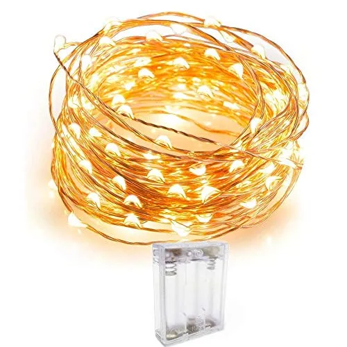 XERGY Battery Powered Copper Wire LED String Fairy Lights for Decoration, Diwali, Christmas Tree Decoration Lights Festival Rice Ferry Light - 10 Meter 100 LED's - Warm White