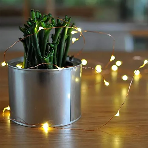 XERGY Battery Powered Copper Wire LED String Fairy Lights for Decoration, Diwali, Christmas Tree Decoration Lights Festival Rice Ferry Light - 10 Meter 100 LED's - Warm White